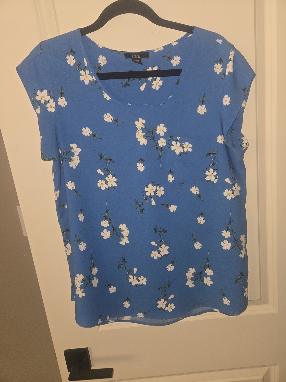 Dalia Blue Floral Short-Sleeve Blouse